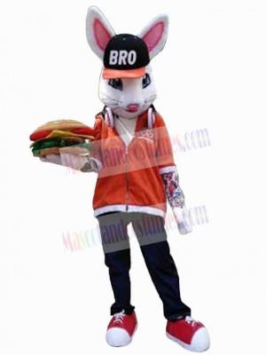 Rabbit with Black Hat Mascot Costume Animal