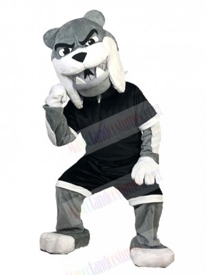 Gray and Black Bulldog Dog Mascot Costume Animal