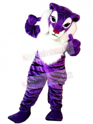 Funny Purple Tiger Mascot Costume Animal