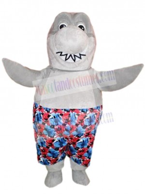 Happy Gray Shark Mascot Costume Ocean