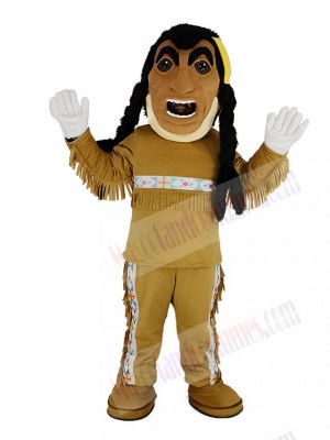 Funny Yellow Feathers Indian Mascot Costume