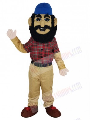 Lumberjack with Blue Hat Mascot Costume People