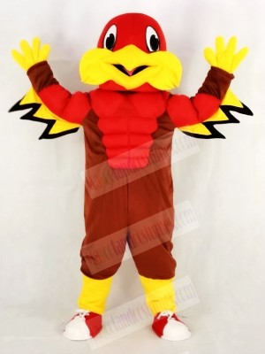 Cute Red Eagle with Blue Eyes Mascot Costume School