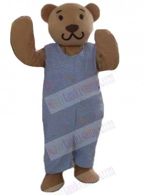 Bear in Striped Jumpsuit Mascot Costume Animal