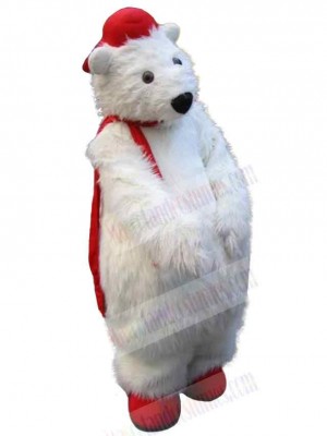Christmas Long-haired Polar Bear Mascot Costume Animal