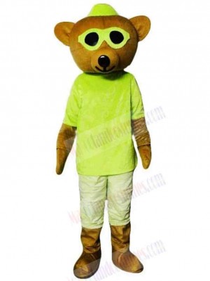 Cool Bear in Green T-shirt Mascot Costume Animal