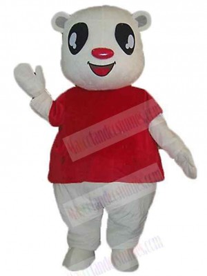 Happy White Bear Mascot Costume Animal