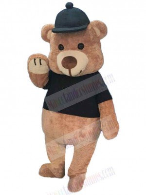 Cute Bear with Black Hat Mascot Costume Animal