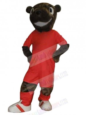 Bear in Red Clothes Mascot Costume Animal