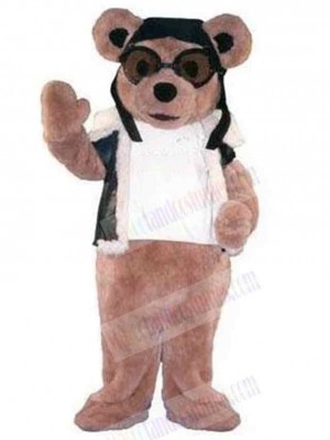 Warm Bear in Leather Vest Mascot Costume Animal