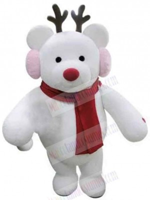 Warm Christmas White Bear Mascot Costume Animal