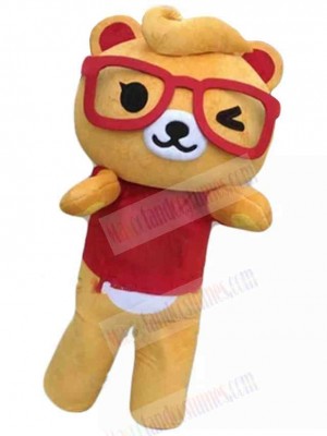 Bear with Red Eye Frame Mascot Costume Animal