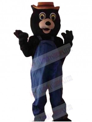 Black Worker Bear Mascot Costume Animal