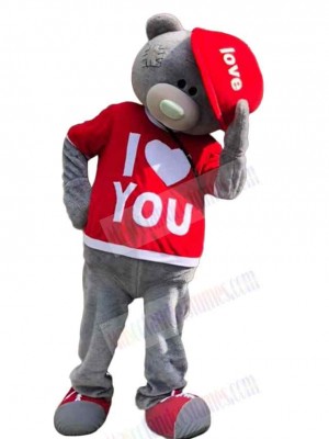 Romantic Gray Male Bear Mascot Costume Animal