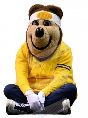 Power Bear in Yellow Clothes Mascot Costume Animal