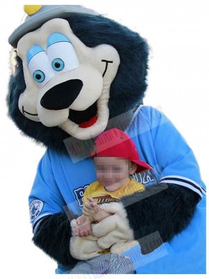 Cartoon Bear in Blue Clothes Mascot Costume Animal