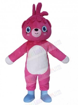 White Belly Pink Bear Mascot Costume Animal