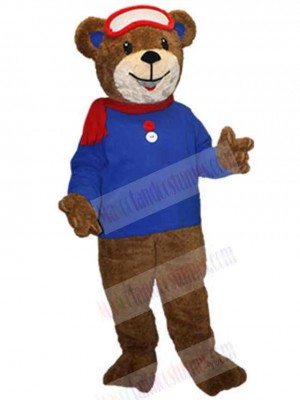 Bear with Blue Sweater Mascot Costume Animal