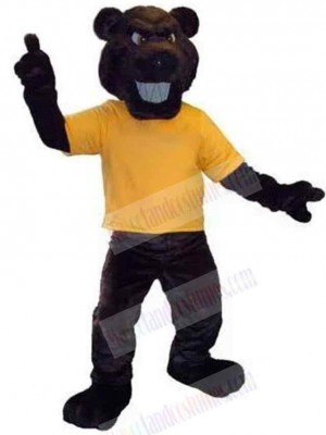 Bear in Yellow T-shirt Mascot Costume Animal