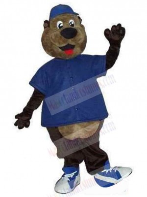Bear with Blue Hat Mascot Costume Animal
