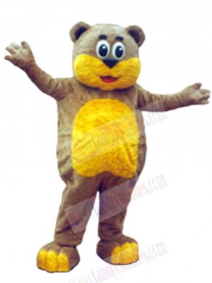 Brown and Yellow Bear Mascot Costume Animal