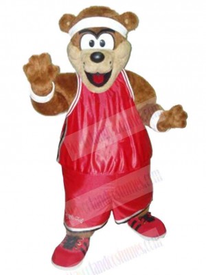 Bear in Red Sports Vest Mascot Costume Animal