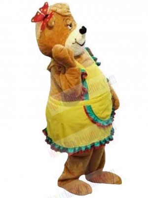 Bear in Yellow Dress Mascot Costume Animal