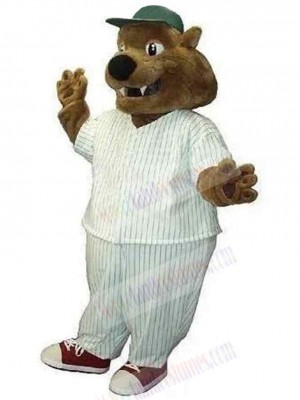 Bear with Green Hat Mascot Costume Animal