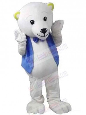 Bear with Blue Bow Knot Mascot Costume Animal