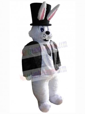 Bunny with Black Hat Mascot Costume Animal