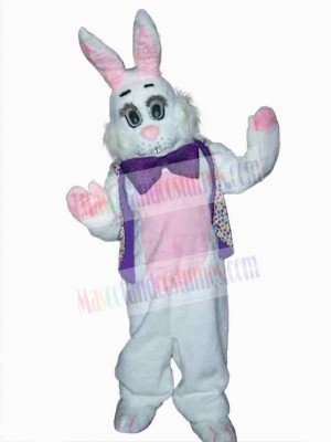 Easter Bunny with Purple Bowknot Mascot Costume Animal