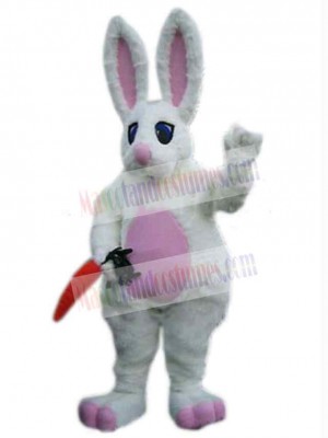 Strong White Easter Bunny Mascot Costume Animal