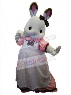 Rabbit in White Dress Mascot Costume Animal