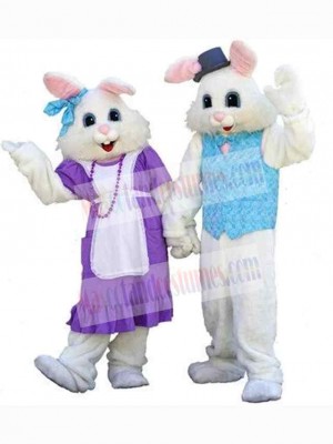 Lovely Bunny Couple Mascot Costume Animal