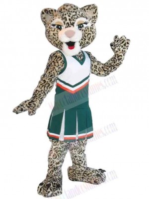 Female Leopard in Skirt Mascot Costume For Adults Mascot Heads