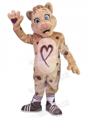 Lovely Khaki Leopard Mascot Costume For Adults Mascot Heads