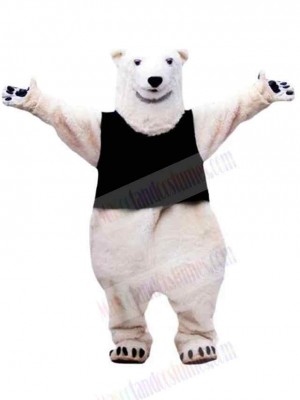 Black Vest Polar Bear Mascot Costume For Adults Mascot Heads