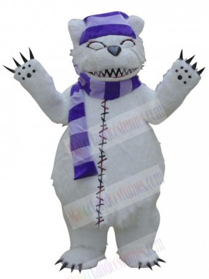Purple Scarf Bear Mascot Costume For Adults Mascot Heads