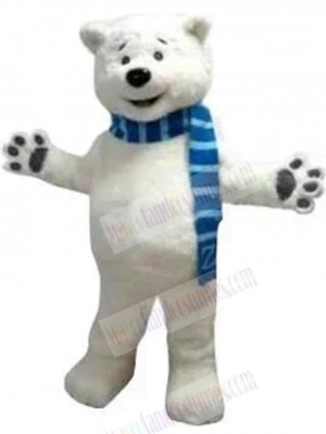 Blue Scarf Polar Bear Mascot Costume For Adults Mascot Heads