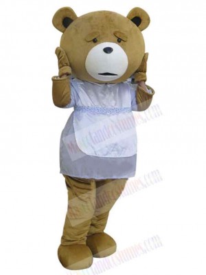 White Dress Teddy Bear Mascot Costume For Adults Mascot Heads