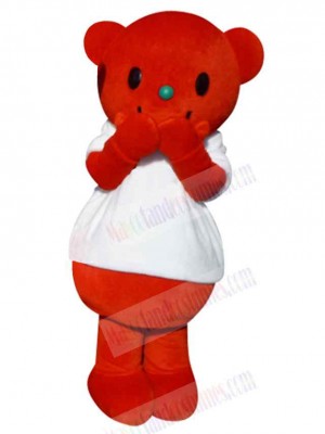 Red Bear with Green Nose Mascot Costume Animal