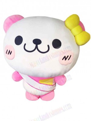 Pink and White Bear Mascot Costume Animal