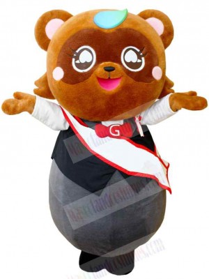 Excited Brown Bear Mascot Costume Animal