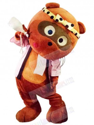 Bear in Pink Jacket Mascot Costume Animal