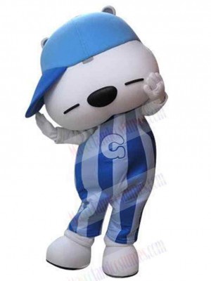 Sport Bear in Blue Hat Mascot Costume Animal