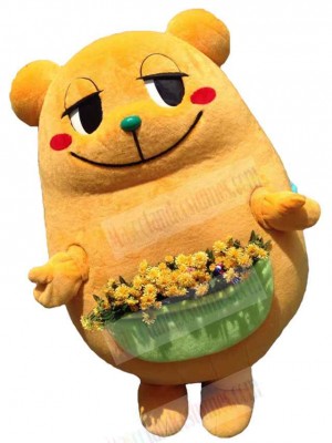 Bear with Flower Pot Mascot Costume Animal