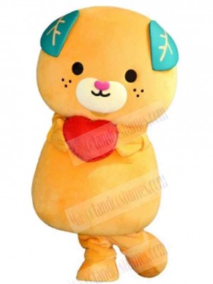 Bear with Red Heart Mascot Costume Animal