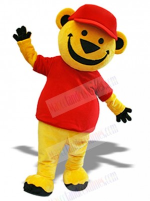 Happy Yellow Bear Mascot Costume Animal