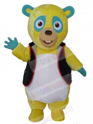 Yellow and Blue Bear Mascot Costume Animal