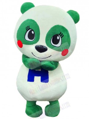 Green and White Panda Mascot Costume Animal